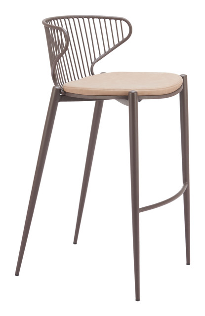 Zuo Modern Silues Barstool (Set of 2) Taupe & Brown