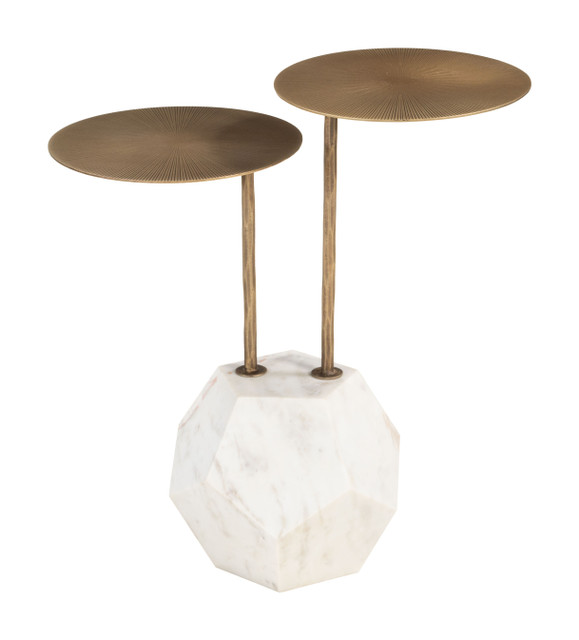 Zuo Modern Anten Side Table Brass & White
