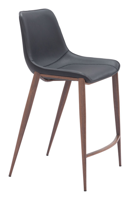 Zuo Modern Magnus Counter Stool (Set of 2) Black & Walnut