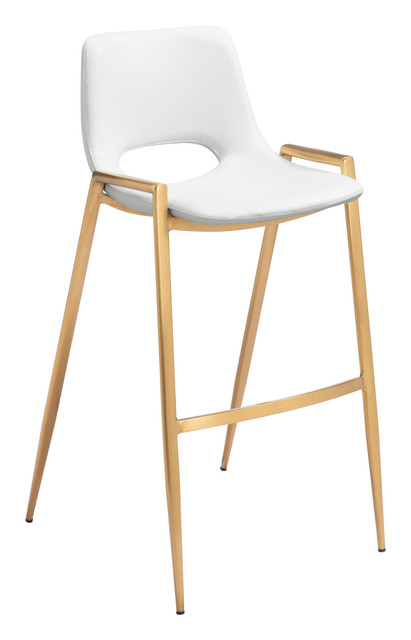 Zuo Modern Desi Barstool (Set of 2) White & Gold