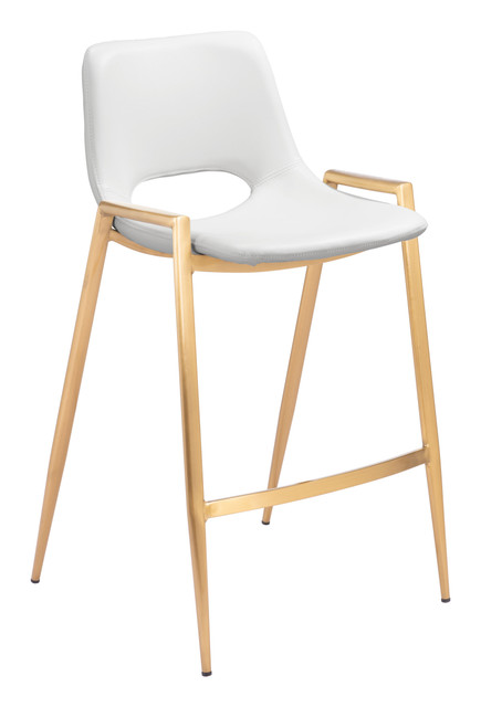 Zuo Modern Desi Counter Stool (Set of 2) White & Gold