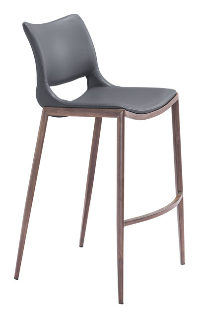 Zuo Modern Ace Barstool (Set of 2) Dark Gray & Walnut
