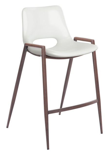 Zuo Modern Desi Counter Stool (Set of 2) White & Walnut