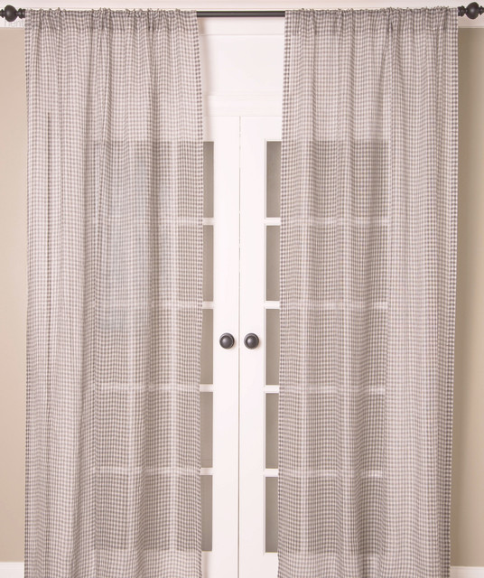  Gracie Linen Sheer Check Curtain in Grey by Ellora Casa by India's Heritage
