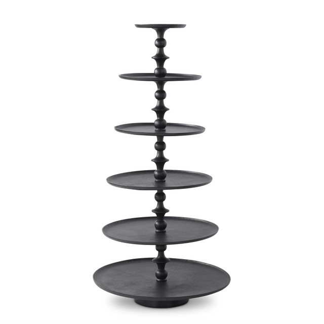 53 Inch Black Nickel 6 Tiered Round Graduated Stand by K&K Interiors