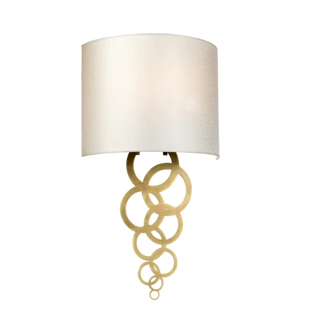 Lucas + McKearn Curtis Medium 1-Light Wall Light in Aged Brass with Ivory Faux Silk Shade