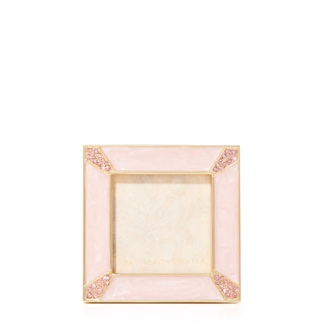 Jay Strongwater Leland Pave Corner 2" Crystal Picture Frame in Baby Pink