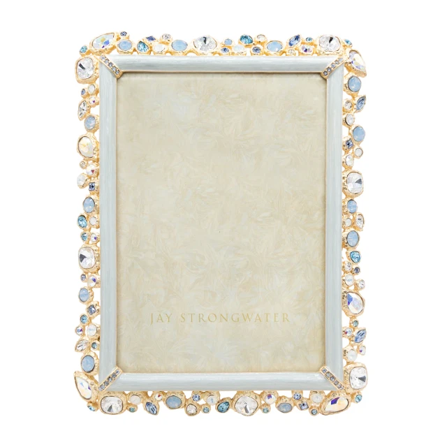 Jay Strongwater Leslie Bejeweled 5" x 7" Crystal Picture Frame in Baby Blue