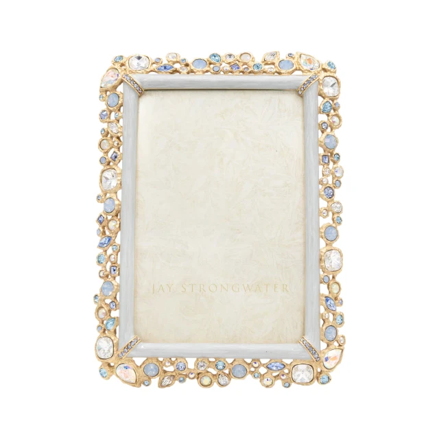 Jay Strongwater Emery Bejeweled 4" x 6" Crystal Picture Frame in Baby Blue