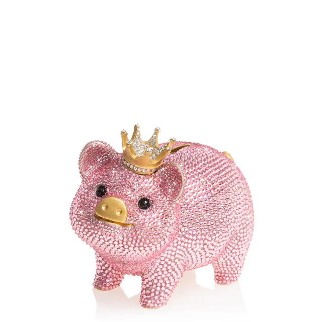 Jay Strongwater Gatsby Pave Crystal Piggy Bank with Crown