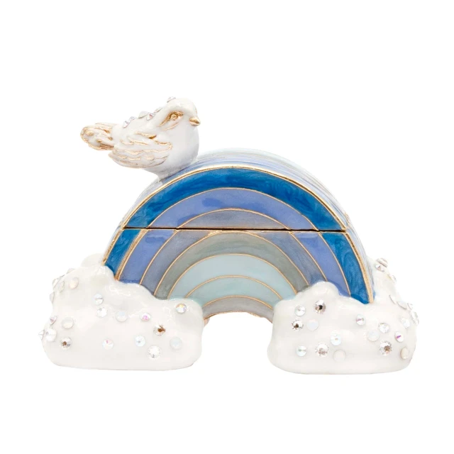 Jay Strongwater Jordan Blue Rainbow Crystal Keepsake Box