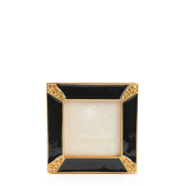 Jay Strongwater Leland Pave Corner 2" Crystal Picture Frame in Black