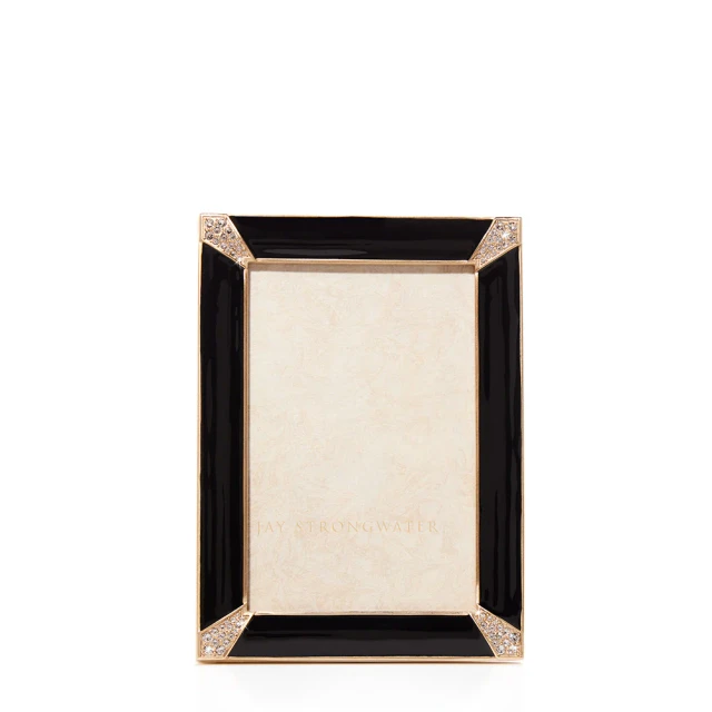 Jay Strongwater Lavinia 4" x 6" Crystal Picture Frame in Black Onyx