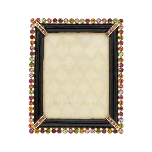 Jay Strongwater Emilia Stone Edge 3" x 4" Crystal Picture Frame with Jewel