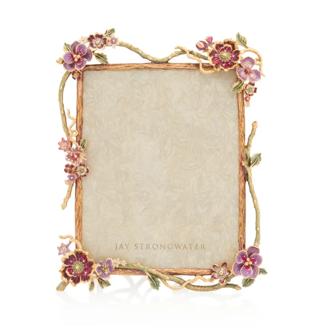 Jay Strongwater Delilah Floral Branch 8" x 10" Crystal Picture Frame in Bouquet