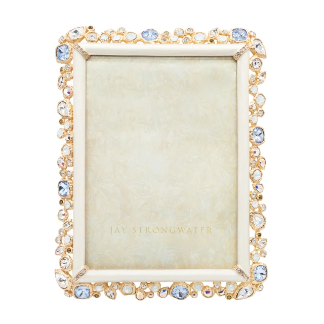 Jay Strongwater Leslie Bejeweled 5" x 7" Crystal Picture Frame in White Opal