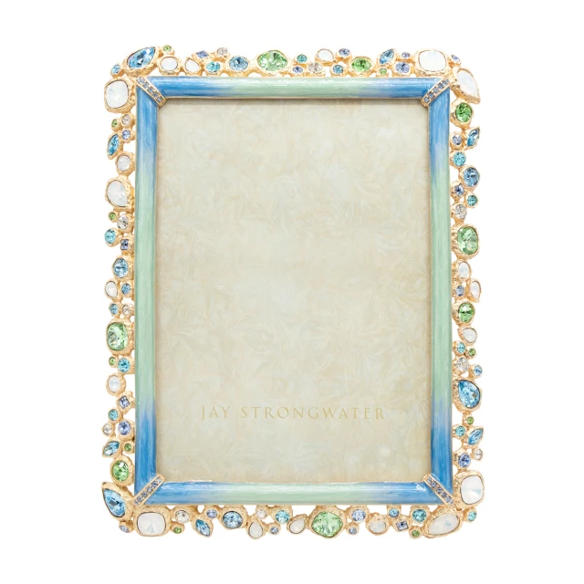 Jay Strongwater Leslie Bejeweled 5" x 7" Crystal Picture Frame in Oceana