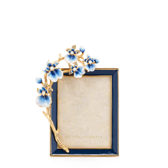 Jay Strongwater Kelsey Orchid 3" x 4" Crystal Picture Frame in Delft Garden