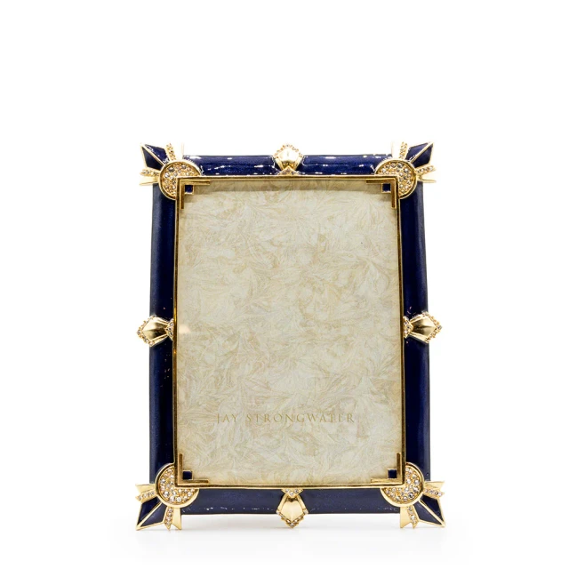 Jay Strongwater Geraldine Art Deco 5" x 7" Crystal Picture Frame in Delft Garden