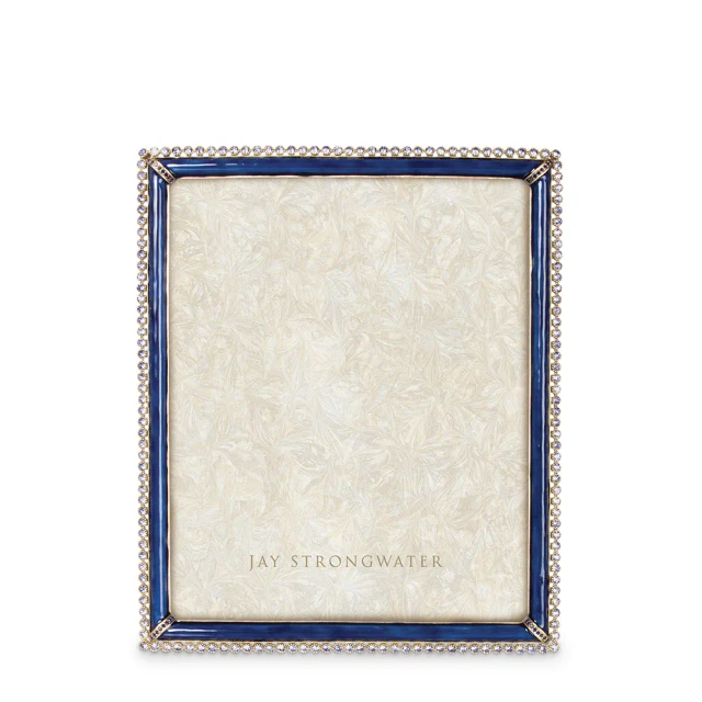 Jay Strongwater Laetitia Stone Edge 8" x 10" Crystal Picture Frame in Delft Garden