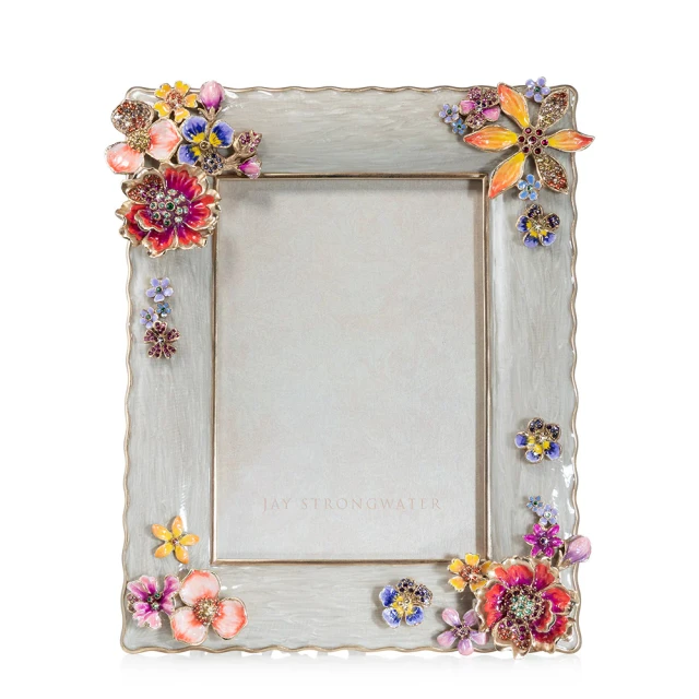 Jay Strongwater Ainsley Flower Bouquet 5" x 7" Crystal Picture Frame in Flora