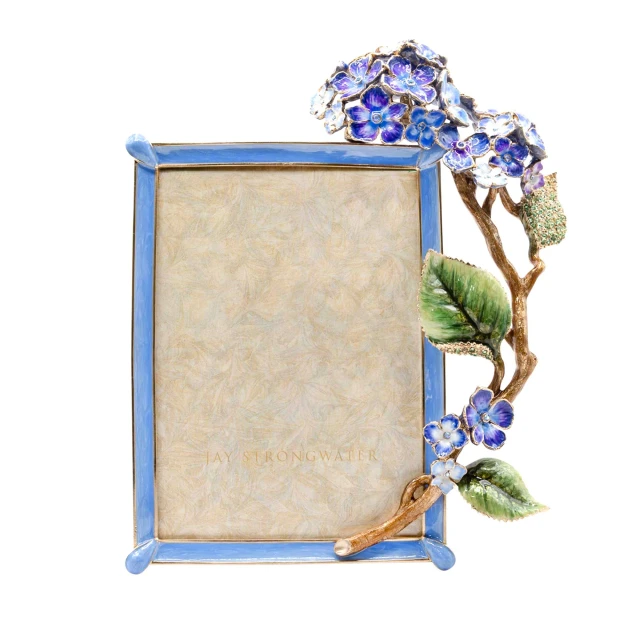 Jay Strongwater Gail Hydrangea 5" x 7" Crystal Picture Frame in Blue