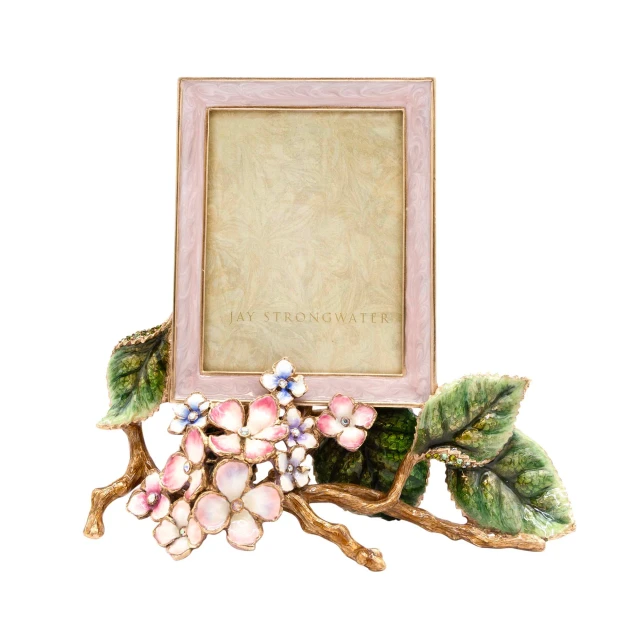 Jay Strongwater Colbie Hydrangea 3" x 4" Crystal Picture Frame in Pink