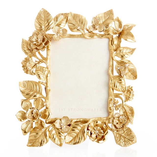 Jay Strongwater Maeve Dutch Floral 5" x 7" Gold Picture Frame