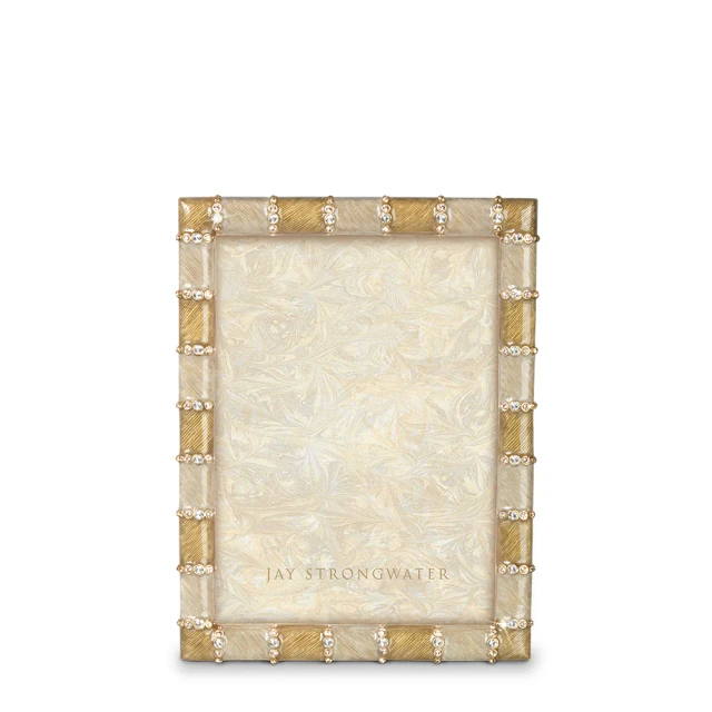 Jay Strongwater Pierce Striped 5" x 7" Crystal Picture Frame in Golden