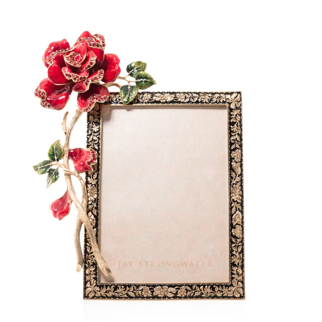 Jay Strongwater Rylee Night Bloom Rose 5" x 7" Crystal Picture Frame in Jewel