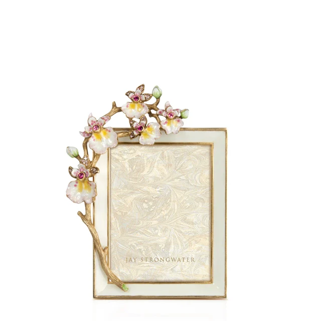 Jay Strongwater Kelsey Orchid 3" x 4" Crystal Picture Frame in Flora