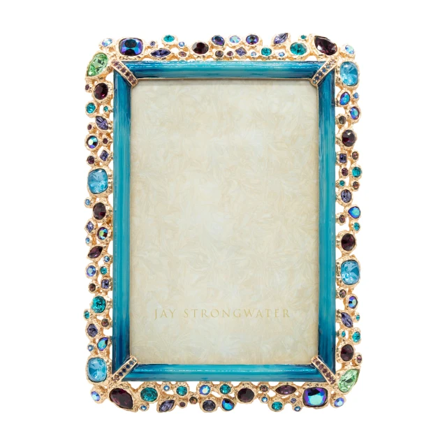 Jay Strongwater Emery Bejeweled 4" x 6" Crystal Picture Frame in Peacock