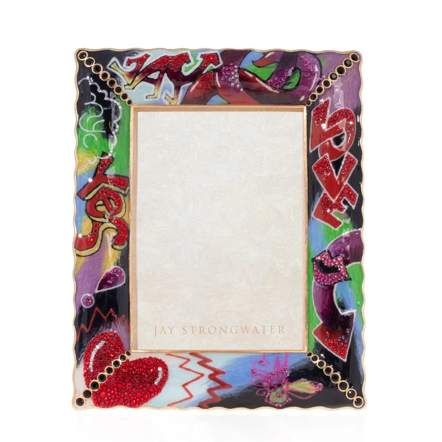 Jay Strongwater Clifton Ruffle Edge 5" x 7" Graffiti Crystal Picture Frame