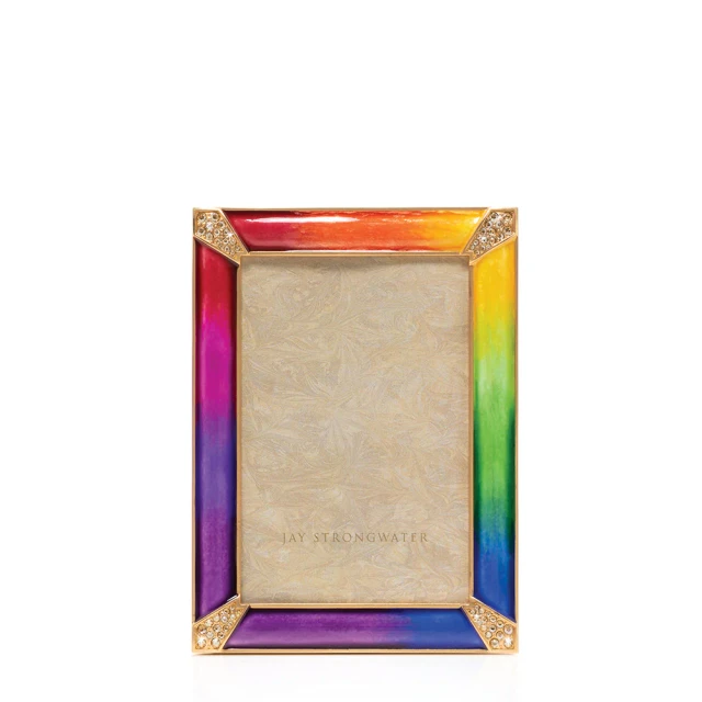 Jay Strongwater Lavinia 4" x 6" Rainbow Crystal Picture Frame