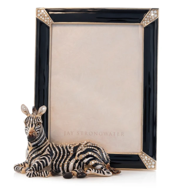Jay Strongwater Benton Zebra 5" x 7" Jungle Crystal Picture Frame