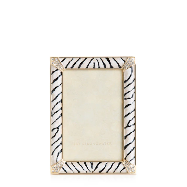 Jay Strongwater Lavinia Zebra 4" x 6" Crystal Picture Frame