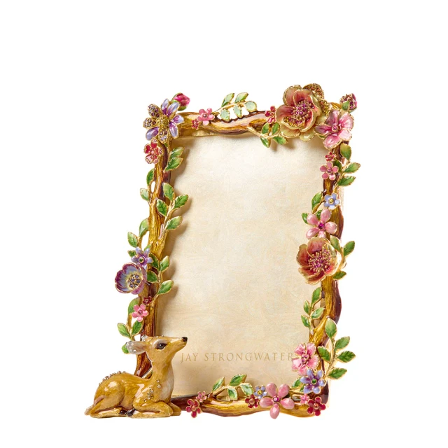 Jay Strongwater Willow Deer Natural 5" x 7" Crystal Picture Frame