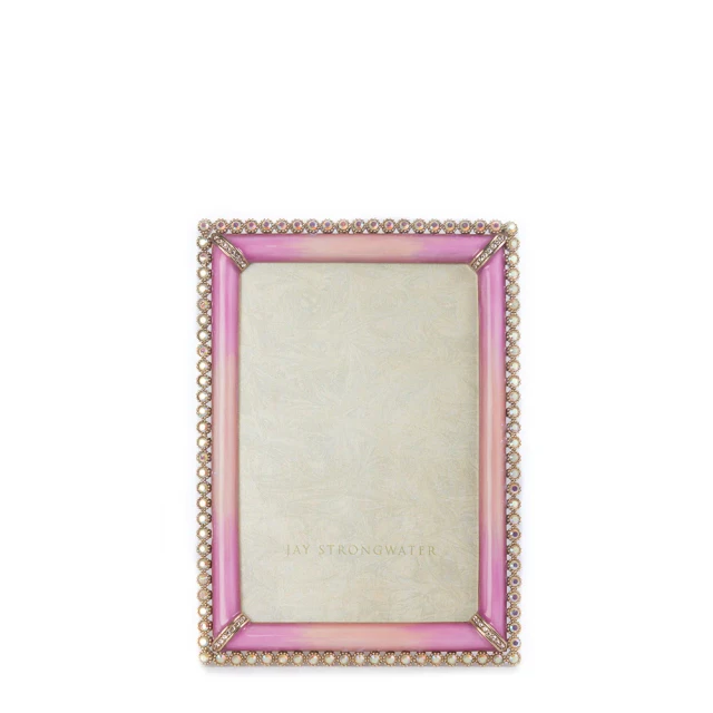 Jay Strongwater Lorraine Stone Edge Rose 4" x 6" Crystal Picture Frame