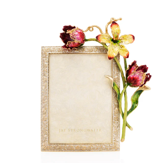 Jay Strongwater Margery Tulip Flora 5" x 7" Crystal Picture Frame 