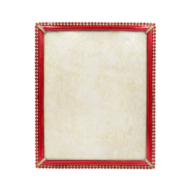 Jay Strongwater Laetitia Stone Edge Ruby 8" x 10" Crystal Picture Frame