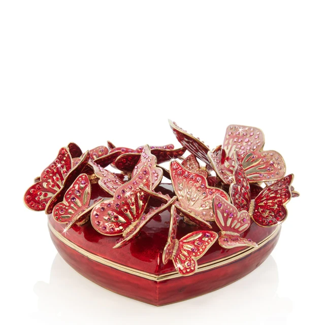 Jay Strongwater Amelia Heart and Butterfly Box in Red