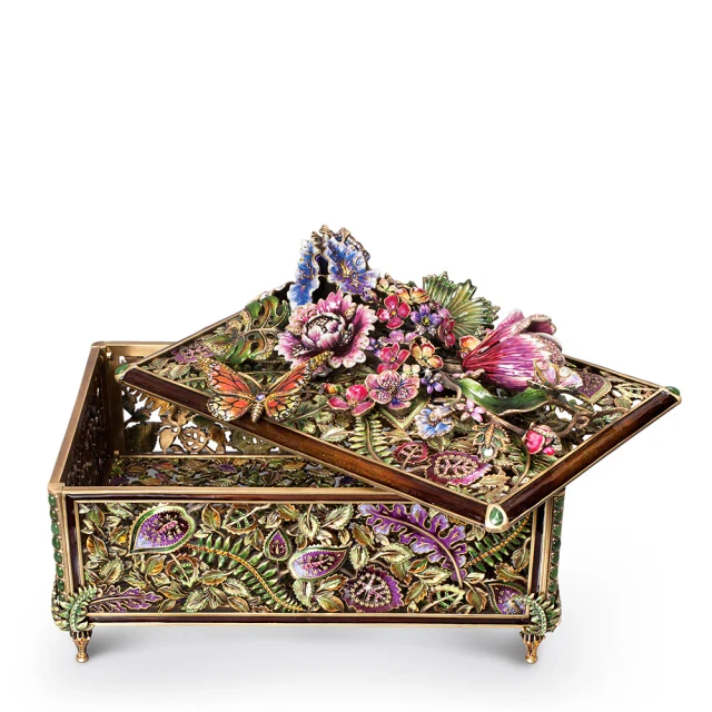 Jay Strongwater Genevieve Grand Floral Chest - Flora & Fauna
