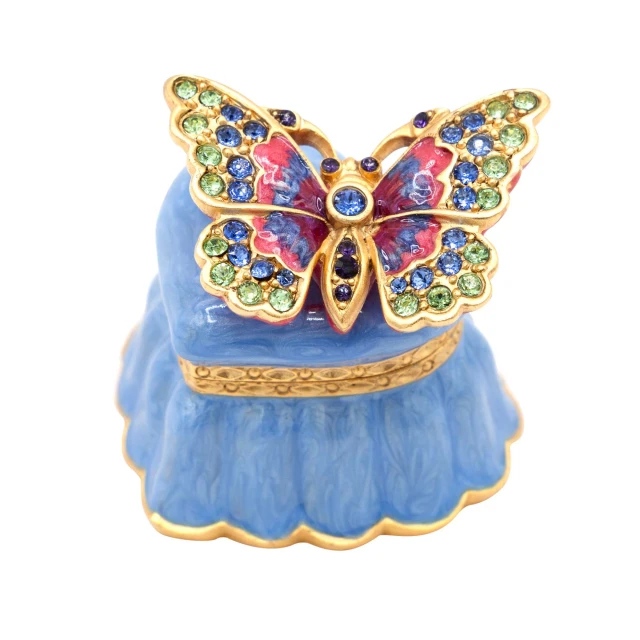 Jay Strongwater Emma Mini Butterfly and Heart Box - Blue