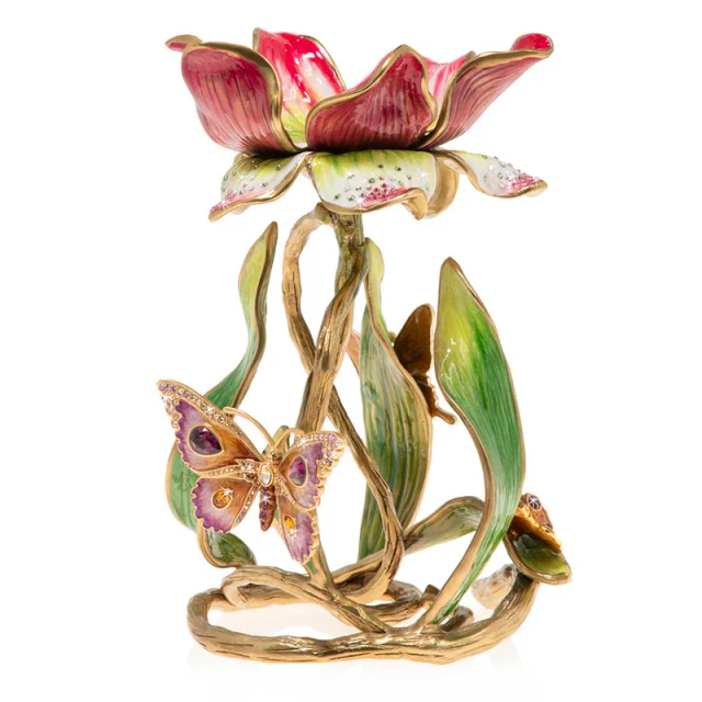 Jay Strongwater Meredith Floral 9" Pillar Candle Holder