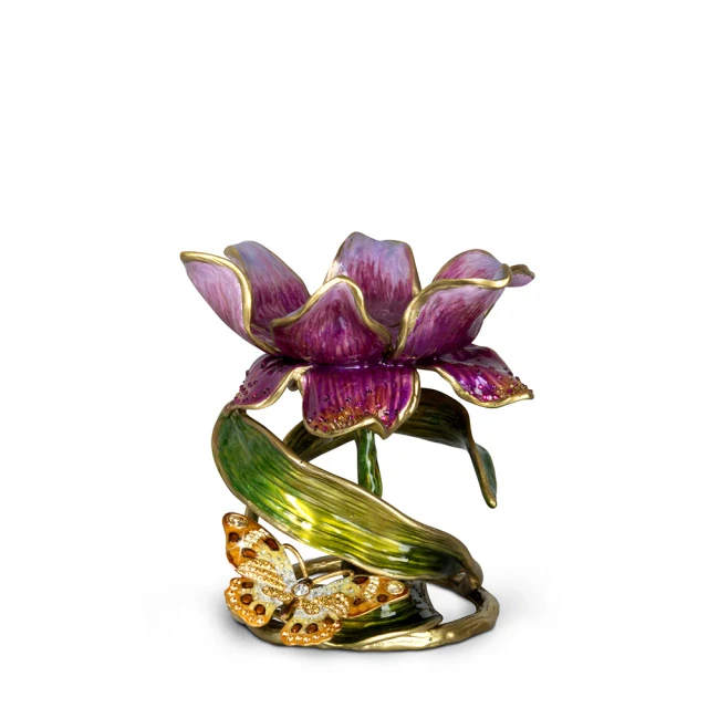 Jay Strongwater Aimee Floral 7" Pillar Candle Holder - Brocade