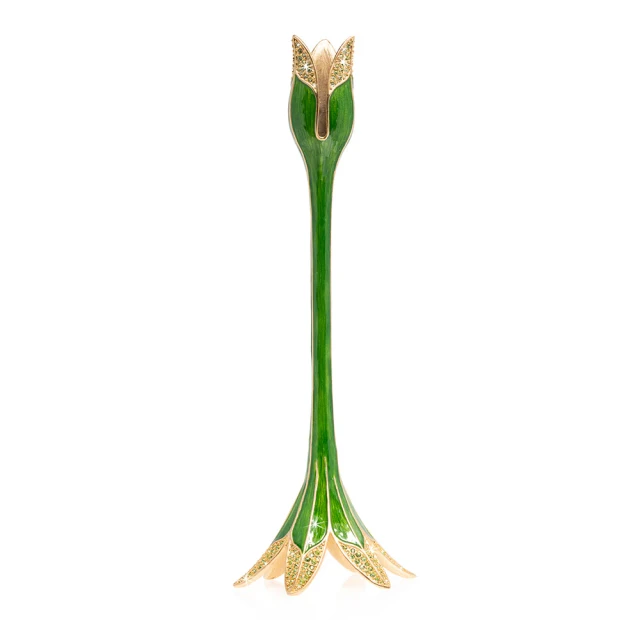 Jay Strongwater Ambrosius Tulip Tall Green Candlestick Holder