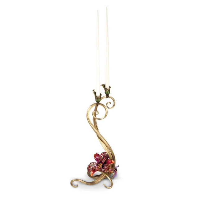 Jay Strongwater Roselyn Orchid Double Candlestick - Flora