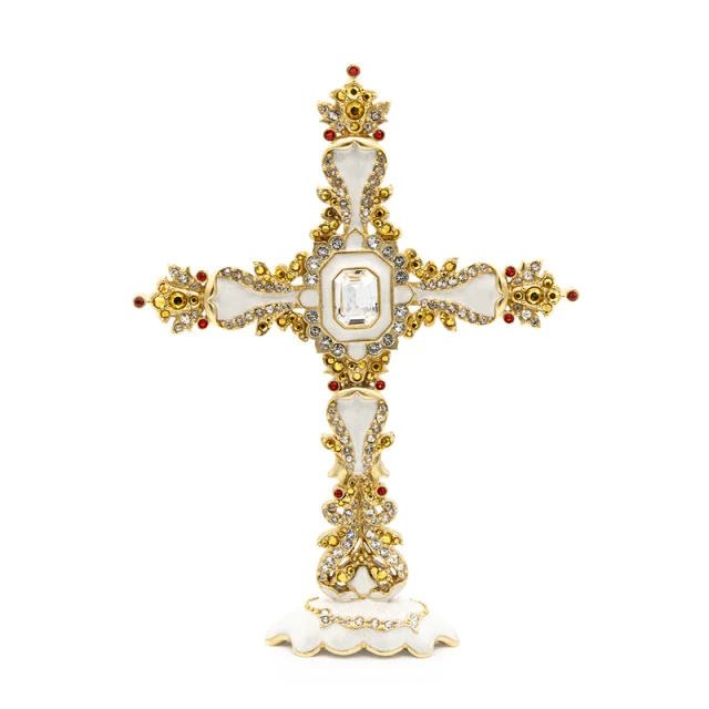 Jay Strongwater Francis Jeweled Cross - Opal