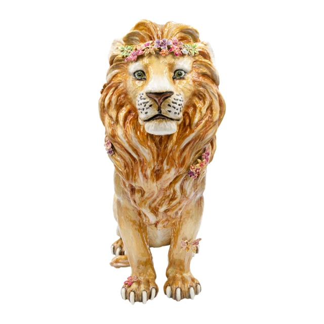 Jay Strongwater Zar Majestic Lion With Flowers Figurine