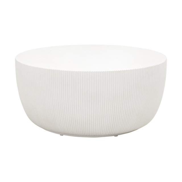 Essentials for Living Soleil Fluted Coffee Table in Ivory Concrete
